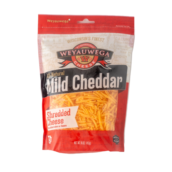 Weyauwega Cheese Mild Cheddar Shredded Cheese  DestGlow