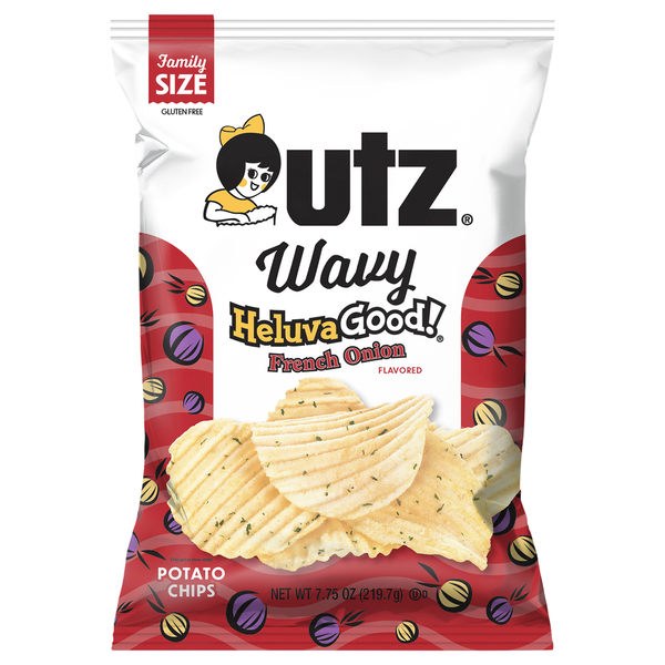 Utz Potato Chips, French Onion Flavored, Wavy, Family Size  DestGlow