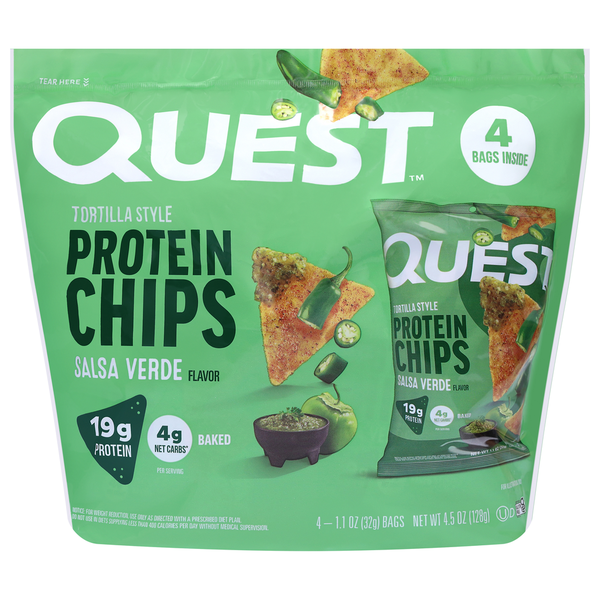 Quest Baked Tortilla Style Salsa Verde Flavor Protein Chips  DestGlow