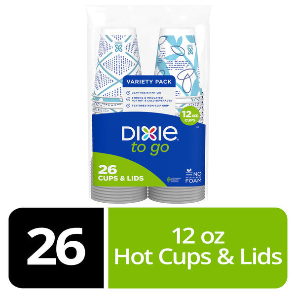 DIXIE Paper Coffee Cups &amp; Lids, 12oz Disposable Hot Cups (Variety Pack)  DestGlow
