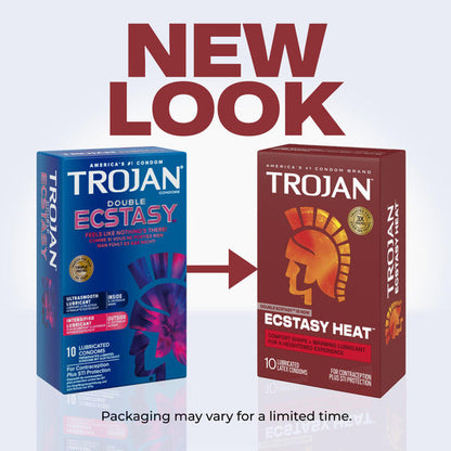 Trojan Ecstasy Heat Latex Lubricated Ribbed Condoms With Warming Lubricant