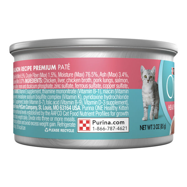 Purina ONE Grain Free, Natural Pate Wet Kitten Food, Healthy Kitten Chicken &amp; Salmon Recipe
