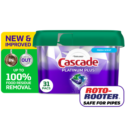 Cascade Platinum Plus Dishwasher Pods, Fresh  DestGlow