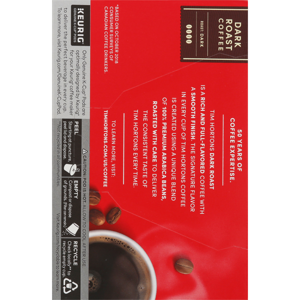 Tim Hortons Coffee, Dark Roast, K-Cup Pods  DestGlow