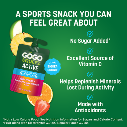 GoGo Squeez Active Electrolyte Strawberry Pineapple &amp; Orange Fruit Blend