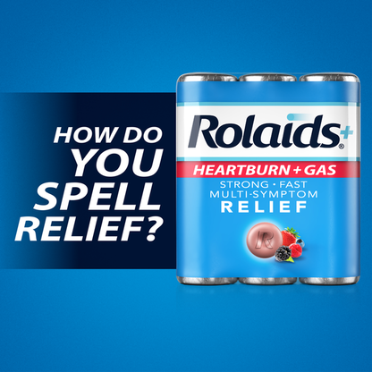 Rolaids Heartburn + Gas, 30 Chewable Tablets, Assorted Berry