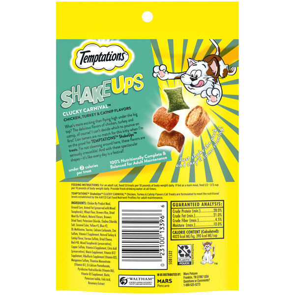 TEMPTATIONS Shakeups Crunchy and Soft Cat Treats, Clucky Carnival Flavor  DestGlow