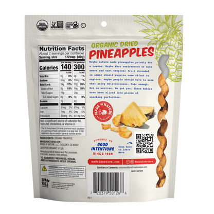 Made In Nature Dried Pineapples, Organic
