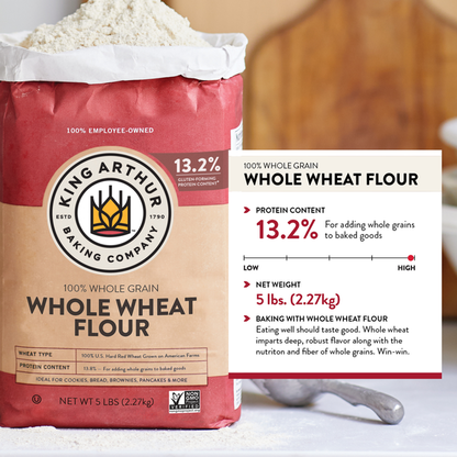 King Arthur Baking Company Whole Wheat Flour, 100% Whole Grain, Non-GMO Project Verified, Certified Kosher