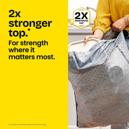 Glad ForceFlex MaxStrength Tall Kitchen Trash Bags, 13 Gallon, Fresh Clean Scent