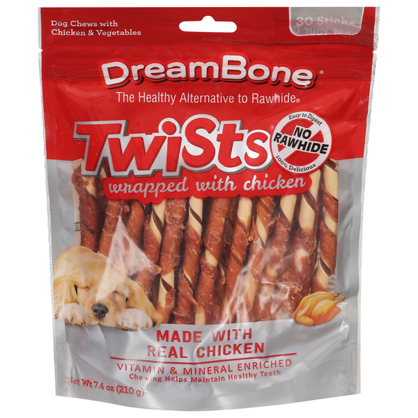 DreamBone Dog Chews, with Chicken &amp; Vegetable, Wrapped with Chicken, Twists  DestGlow