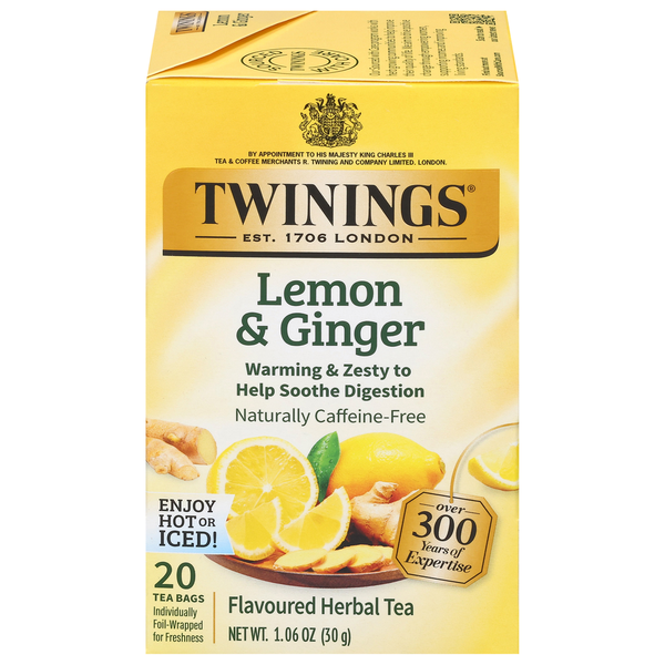 Twinings Tea Bags Lemon &amp; Ginger Herbal Tea  DestGlow