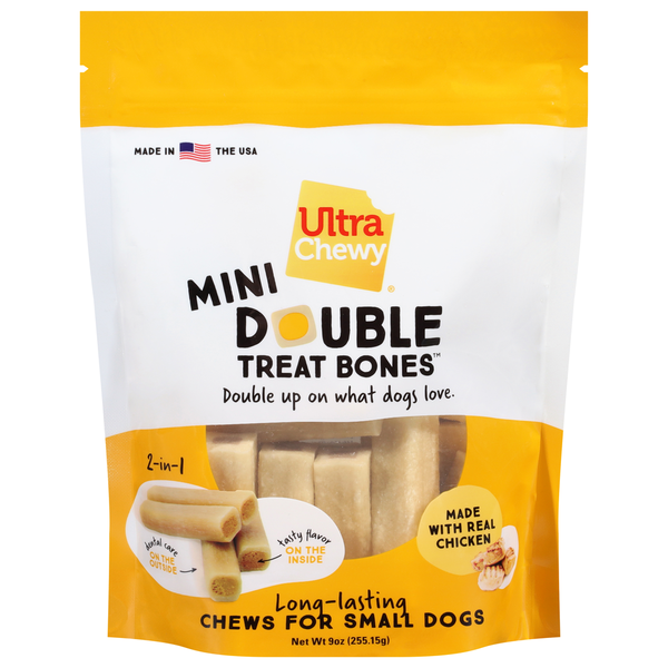 Ultra Chewy 2-in-1 Long-Lasting Real Chicken Mini Double Treat Bones