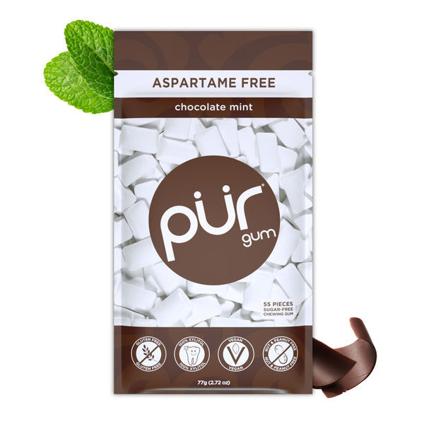 PÜR Chocolate Mint Aspartame Free, 100% Xylitol Natural Flavored Gum  DestGlow