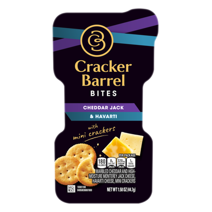 Cracker Barrel Bites Cheddar Jack, Havarti with Mini Crackers oz. Tray