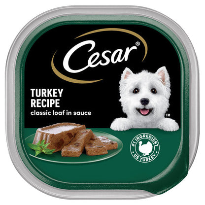 Cesar Loaf in Sauce Adult Wet Dog Food Turkey Recipe, 3.5 oz. Tray