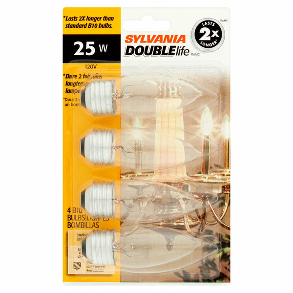 Sylvania Double Life 25w Standard Base B10 Bulbs  DestGlow