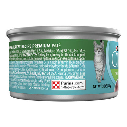 Purina ONE Natural, High Protein, Grain Free Wet Cat Food Pate, Turkey Recipe  DestGlow