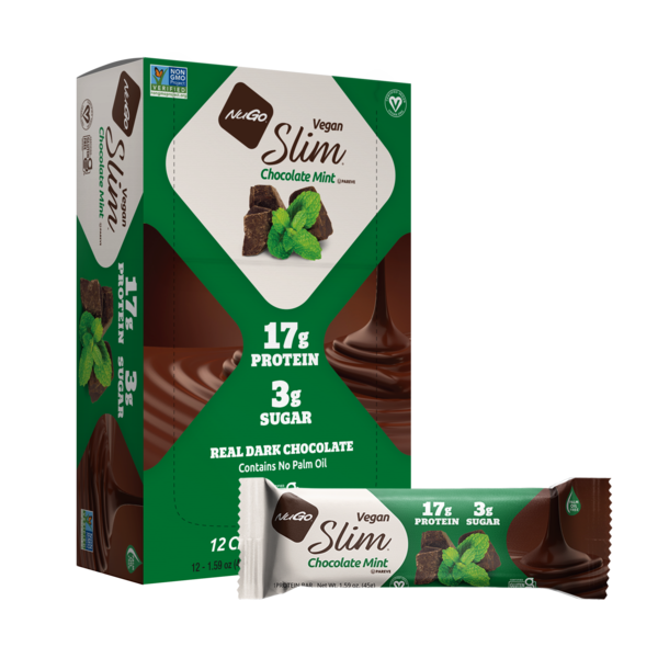 NuGo Slim Chocolate Mint, Vegan, Gluten Free, Low Sugar, Protein Bar  DestGlow