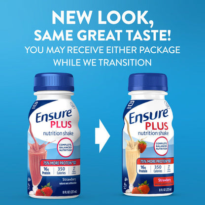 Ensure Plus Nutrition Shake Strawberry Ready-to-Drink Bottles  DestGlow