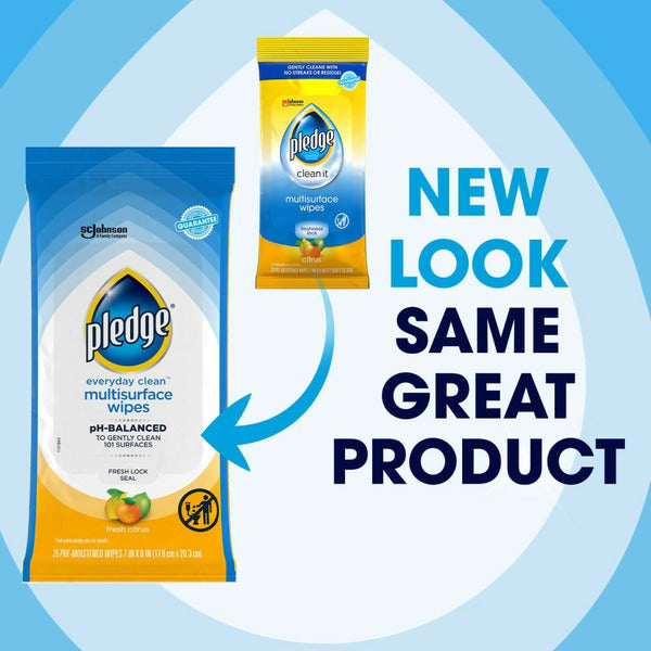 Pledge Everyday Clean™ Multisurface Wipes, Fresh Citrus Scent  DestGlow