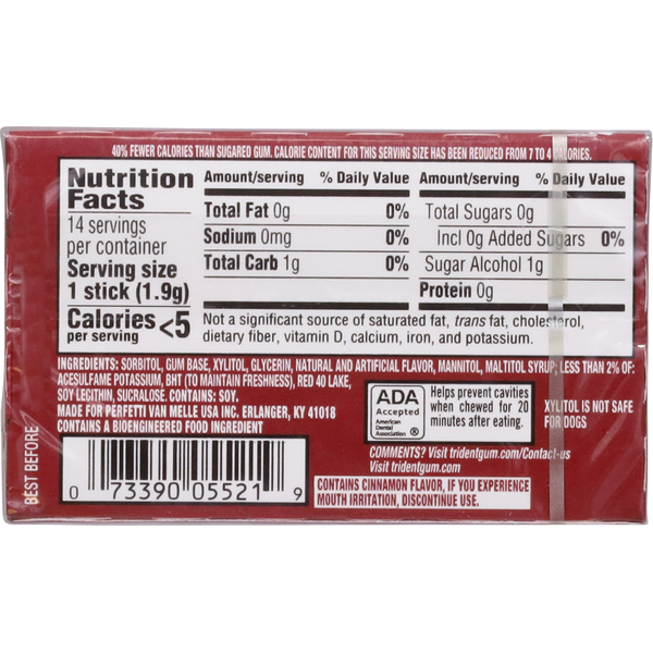 Trident Gum, Sugar Free, Cinnamon  DestGlow