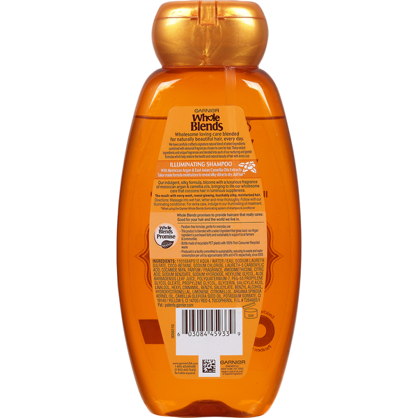 Garnier Whole Blends Shampoo, Illuminating, Moroccan Argan &amp; Camellia Oils Extracts  DestGlow