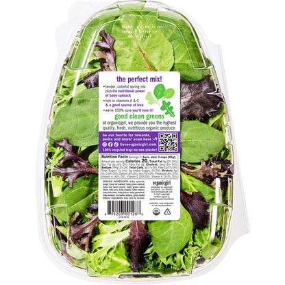 Organic Girl Spring Mix &amp; Baby Spinach, 50/50!, Family Size