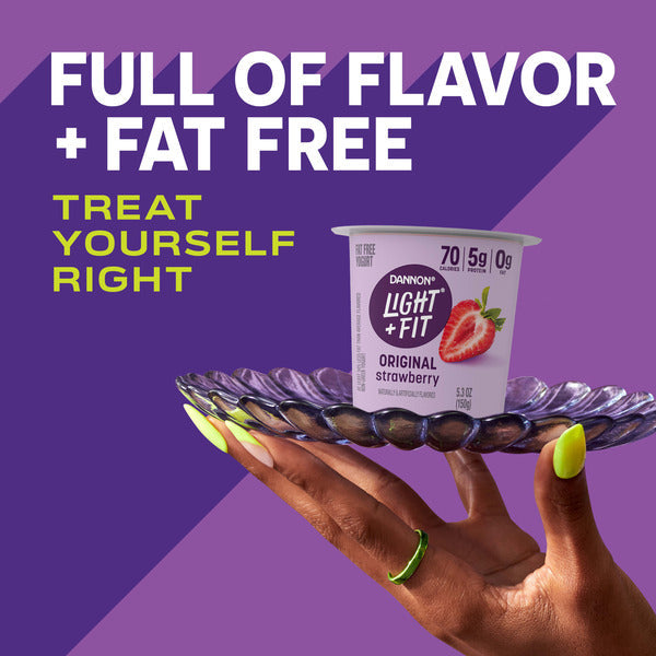Dannon Light + Fit Dannon Light + Fit Strawberry Original Nonfat Yogurt, 0 Fat and 70 Calories, Creamy and Delicious Strawberry Yogurt, 5.3 OZ Cup  DestGlow