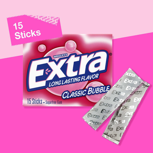 Extra Extra Long Lasting Flavor Classic Bubble Sugar Free Gum  DestGlow