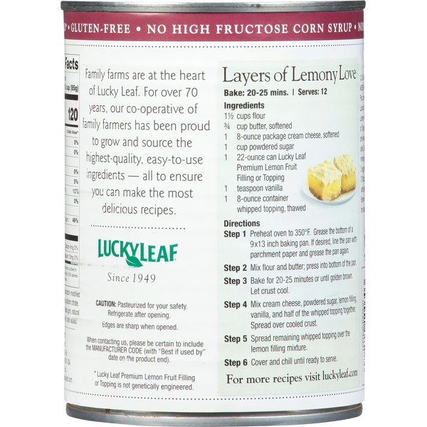 Lucky Leaf Fruit Filling or Topping, Premium, Lemon  DestGlow
