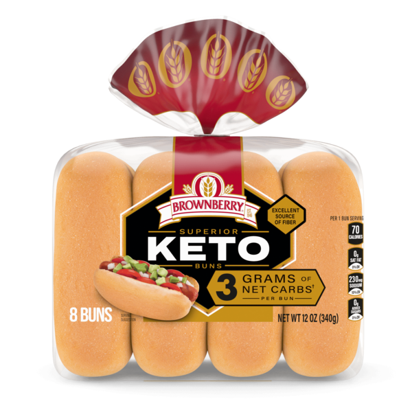 Brownberry 8 ct, Keto, Buns, Hot Dog Buns, 12 oz  DestGlow