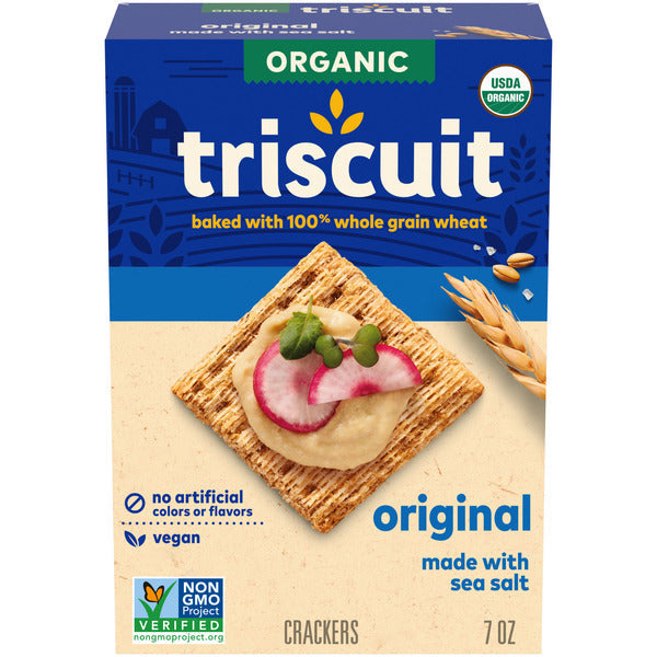 TRISCUIT Organic Original Whole Grain Wheat Crackers, Organic Crackers, Vegan Snacks 7 oz  DestGlow