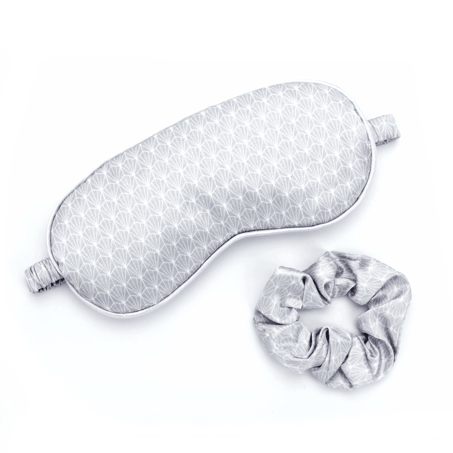 Lemon Lavender Five More Minutes Satin Sleep Eye Mask &amp; Scrunchies Set - Lofted (Gray)