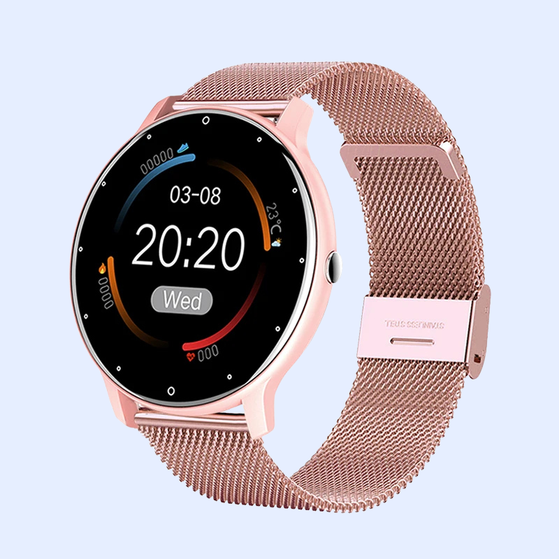 AquaSport™ Waterproof Smartwatch – Rose Gold Mesh Band &amp; Fitness Tracker
