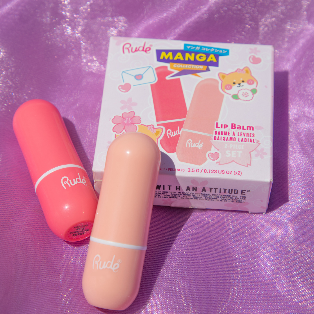 RUDE Manga Collection Lip Balm Duo - Watermelon Kiss / Peach Kiss Duo - DestGlow
