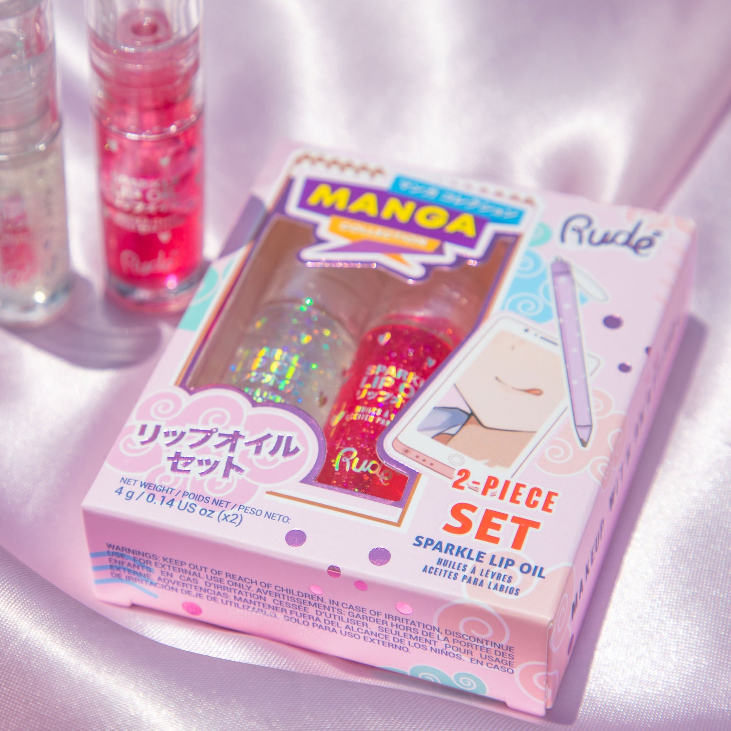 RUDE Manga Collection Sparkle Lip Oil Duo - Watermelon / Mint Duo - DestGlow
