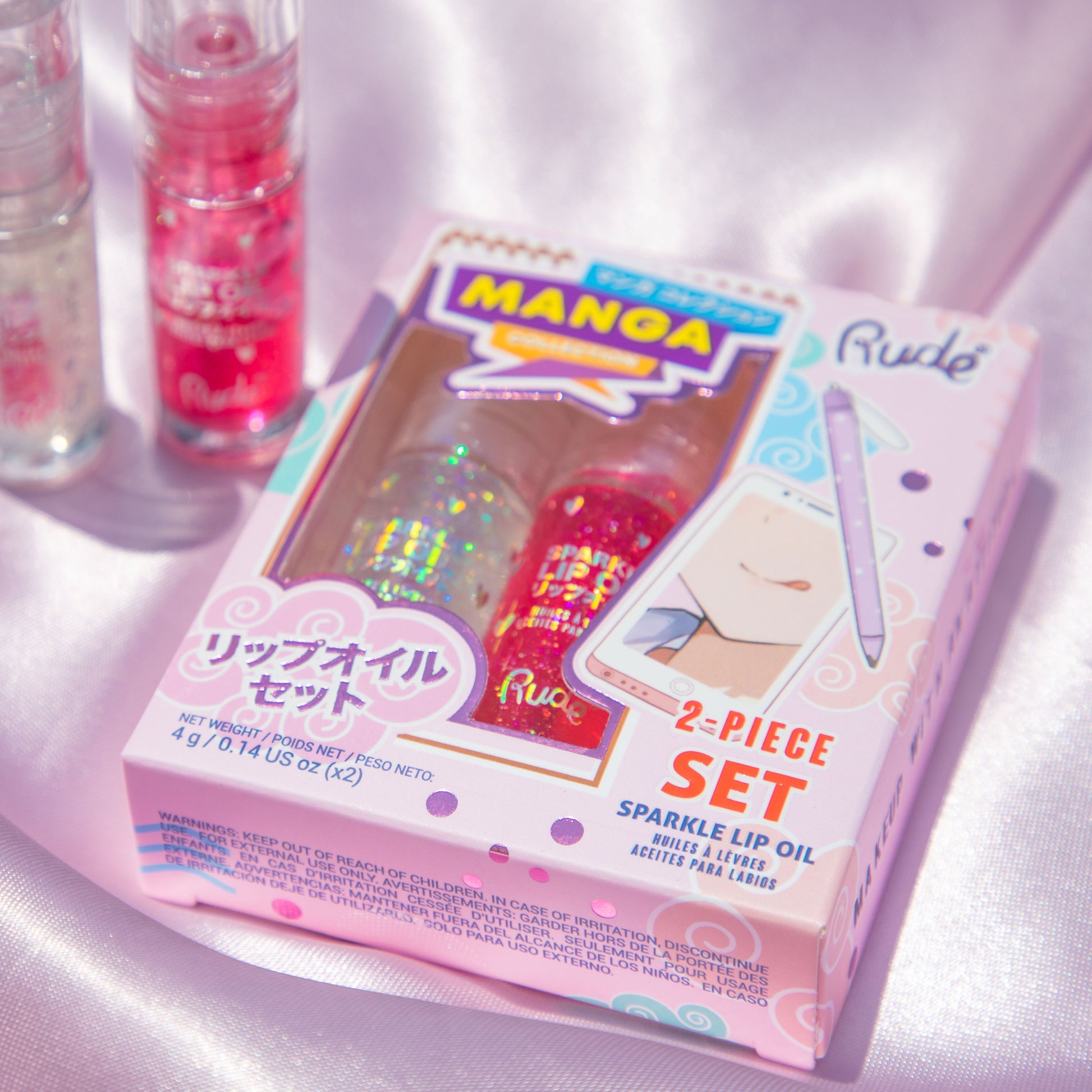 RUDE Manga Collection Sparkle Lip Oil Duo - Watermelon / Mint Duo - DestGlow