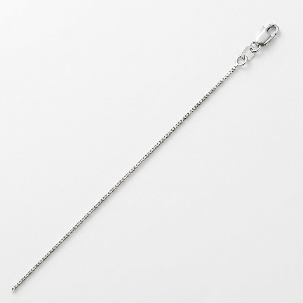 14k White Gold Classic Box Chain 0.7mm  DestGlow