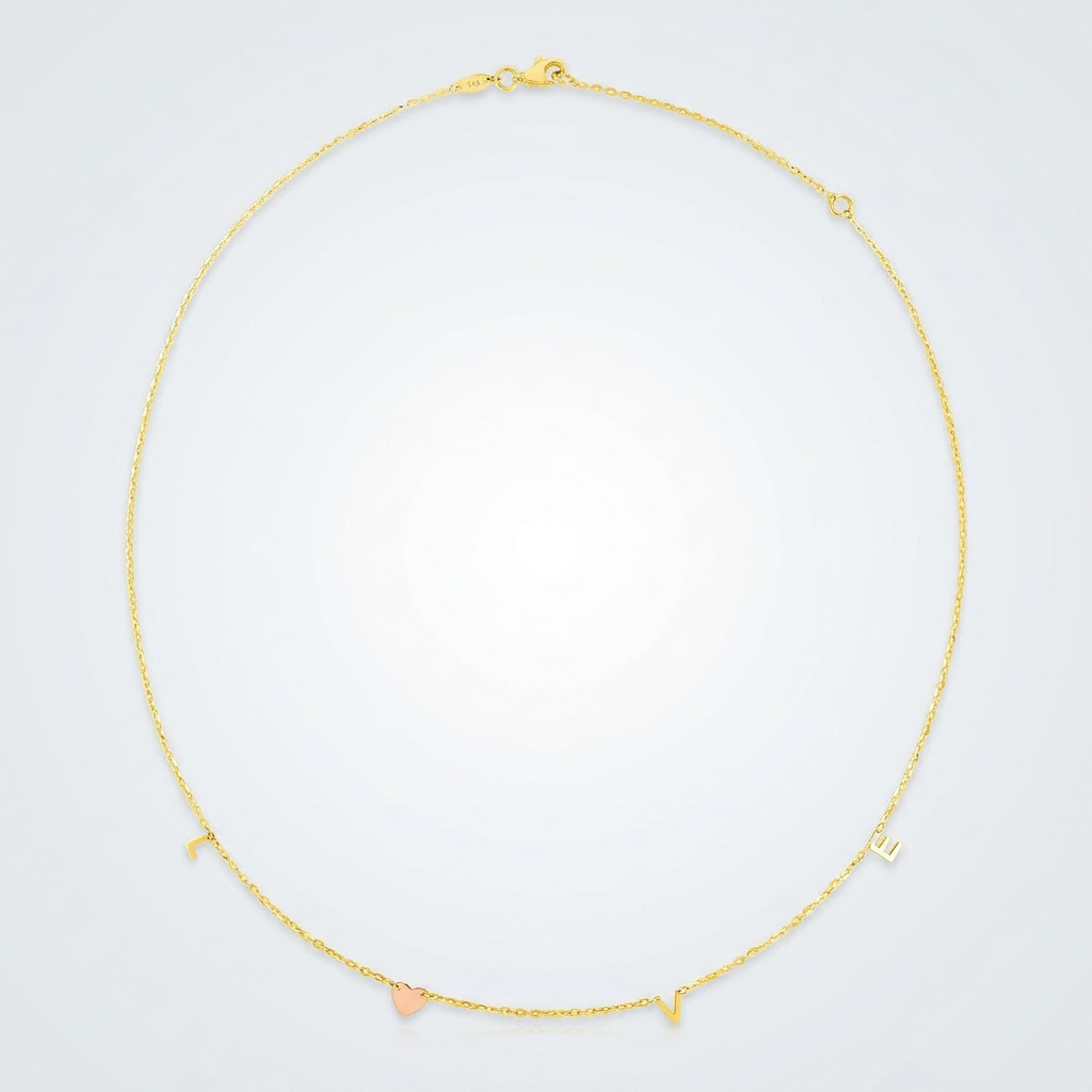 14k Two Tone Gold Love Necklace  DestGlow