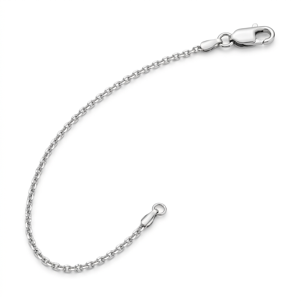 14k White Diamond Cut Cable Link Chain 0.8mm  DestGlow