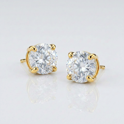 14k Yellow Gold 8.0mm Round CZ Stud Earrings