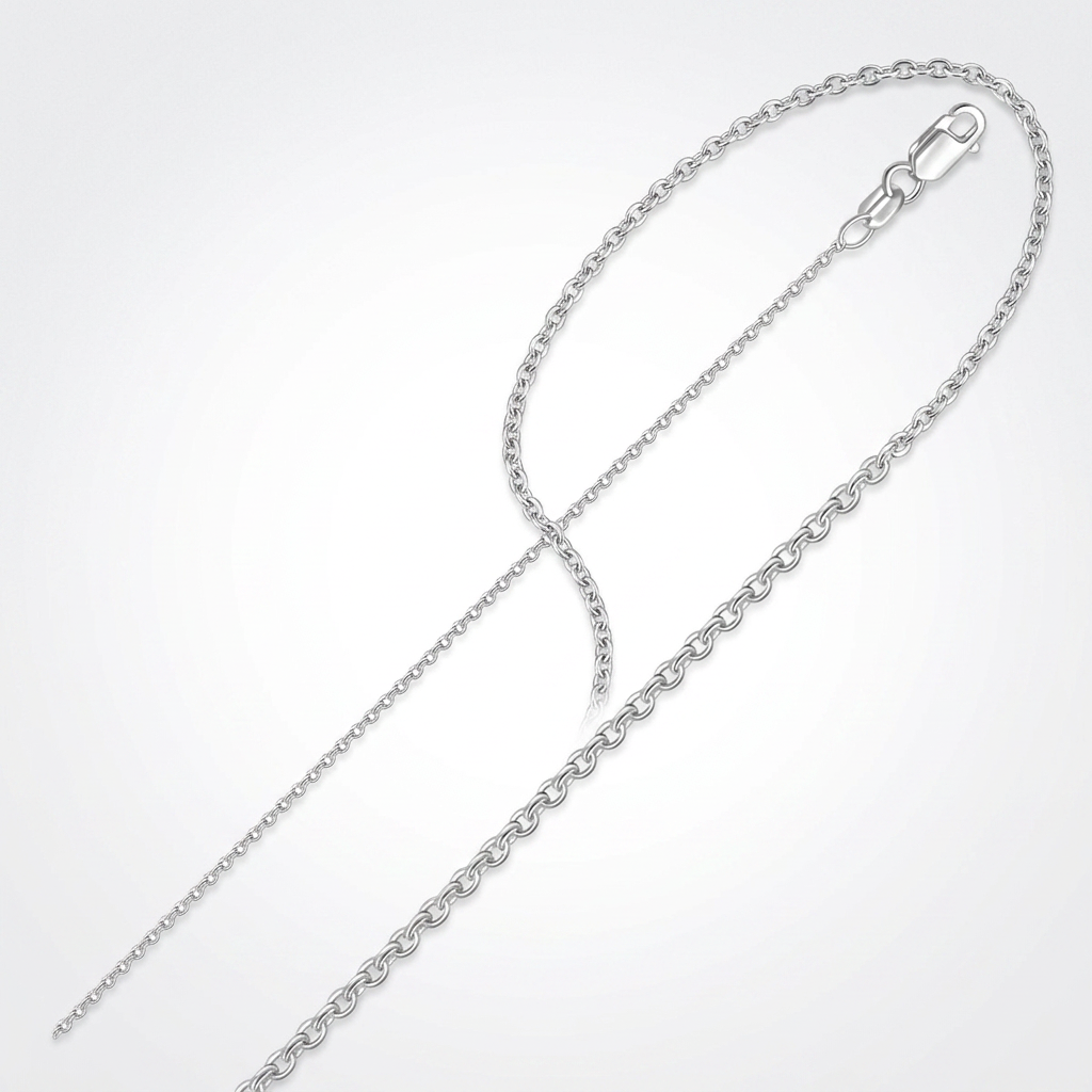 14k White Gold Round Cable Link Chain 1.2mm  DestGlow