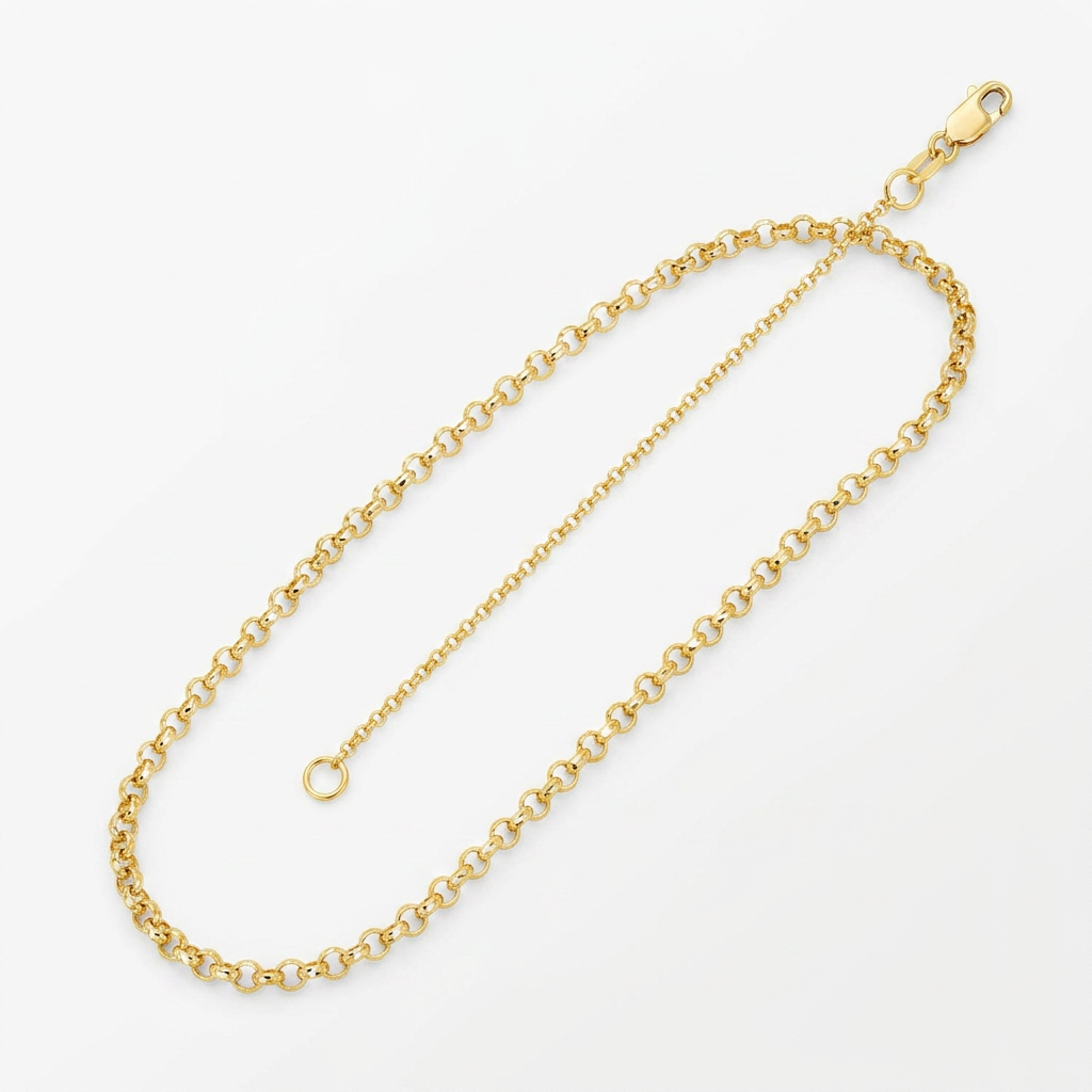 14k Yellow Gold Diamond Cut Rolo Chain 1.1mm  DestGlow