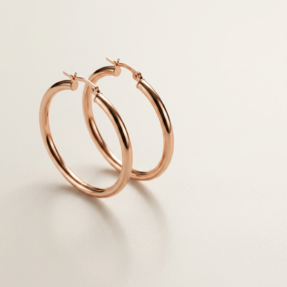 14k Rose Gold Polished Hoop Earring (25 mm)