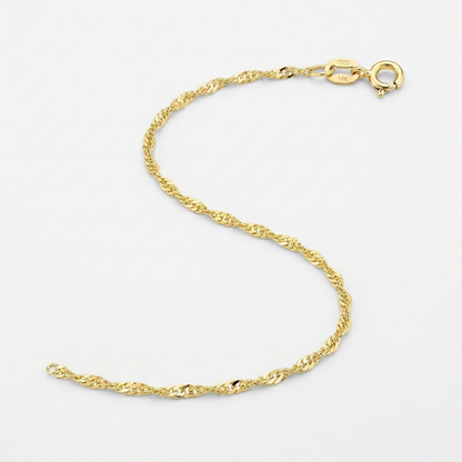 14k Yellow Gold Singapore Anklet 1.5mm