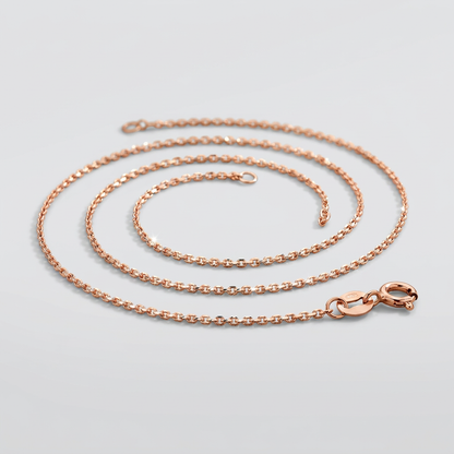 14k Pink Gold Diamond Cut Cable Link Chain 0.8mm