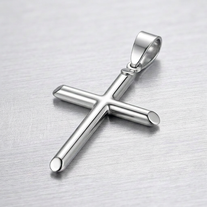 14k White Gold Slim Cross with Tapered Ends Pendant
