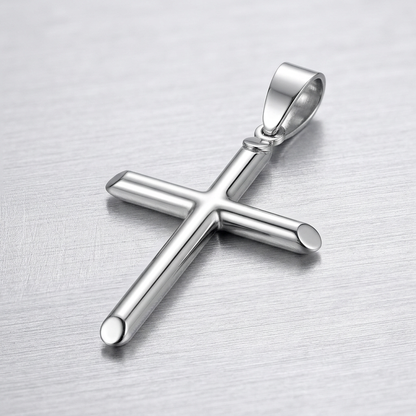 14k White Gold Slim Cross with Tapered Ends Pendant