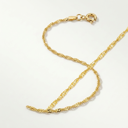 10k Yellow Gold Singapore Anklet 1.5mm